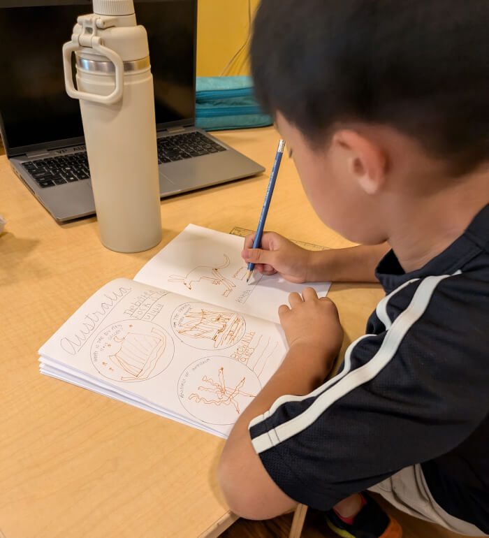 about us child handwriting in english class at primavera