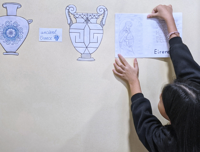 English student creates a poster about Greek goddess to learn new English vocabulary.
